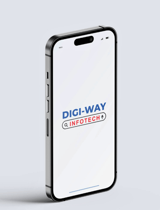 Digiway Infotech logo displayed on a device for branding