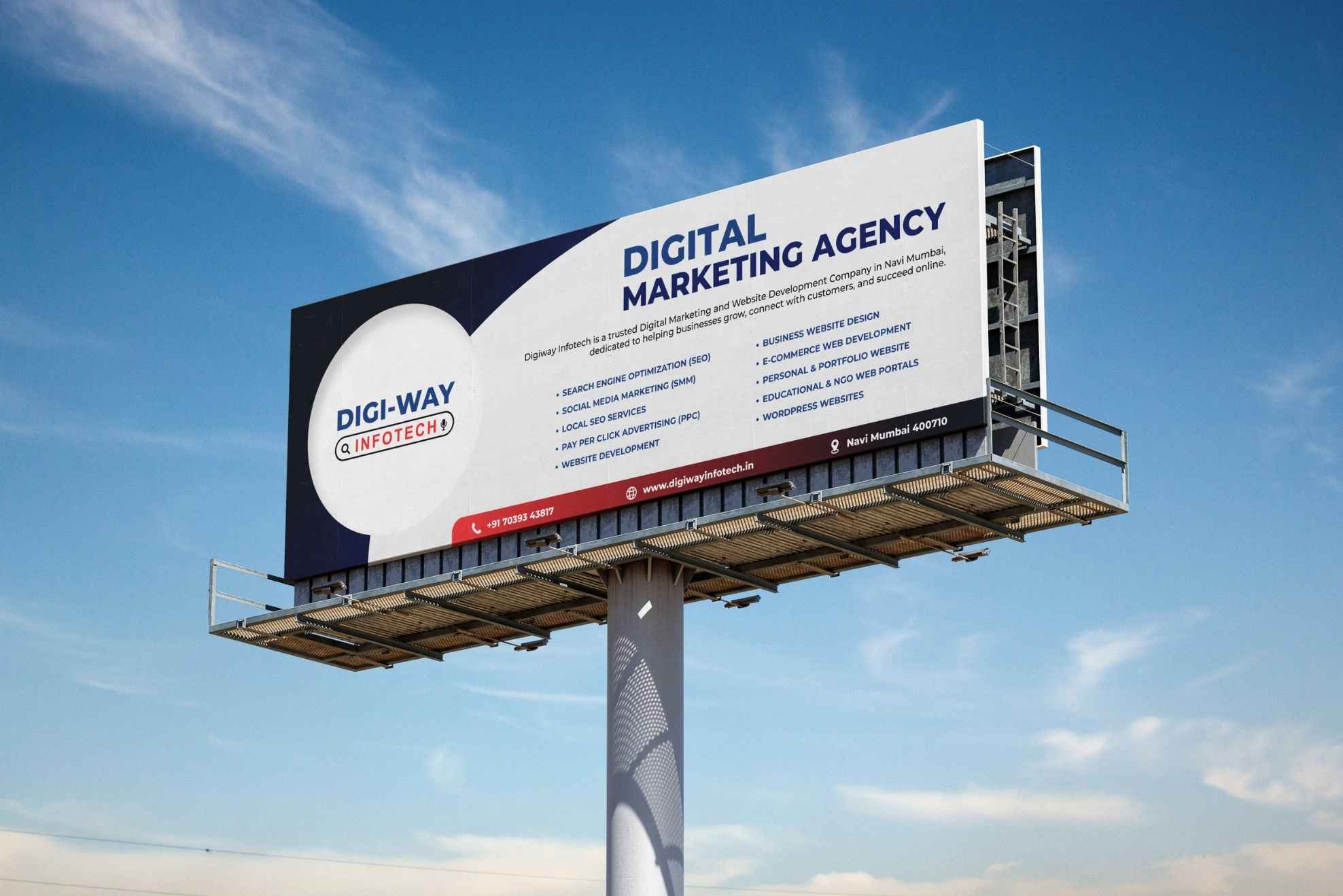 Digiway Infotech billboard showcasing digital marketing services